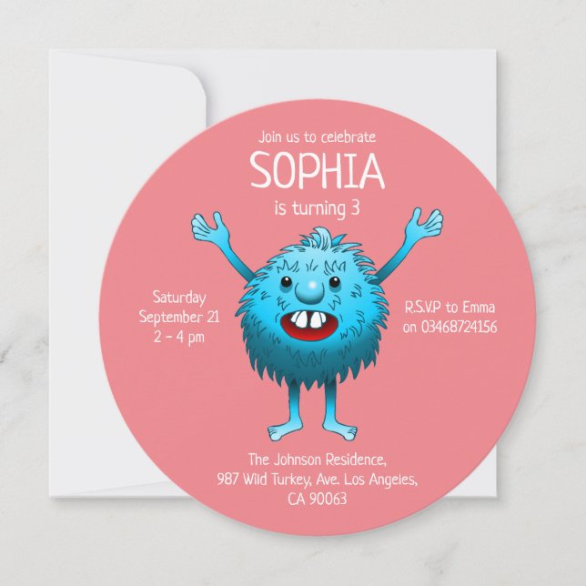 Super lovely and cute creature invitation (Front)