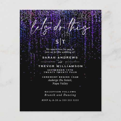 Super Low Budget Wedding Edgy Purple Glitter Flyer