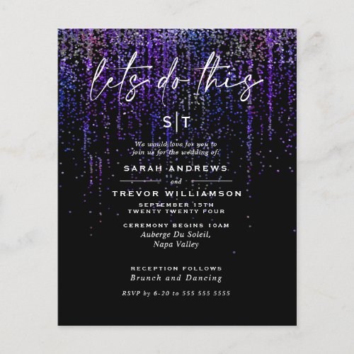 Super Low Budget Wedding Edgy Purple Glitter Flyer