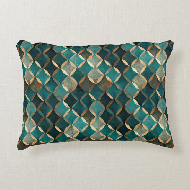 Super Luxe Teal & Gold  Accent Pillow (Front)