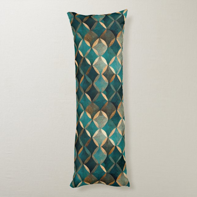 Super Luxe Teal & Gold  Body Pillow (Back (Vertical))