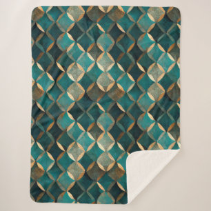 Super Luxe Teal & Gold Sherpa Blanket
