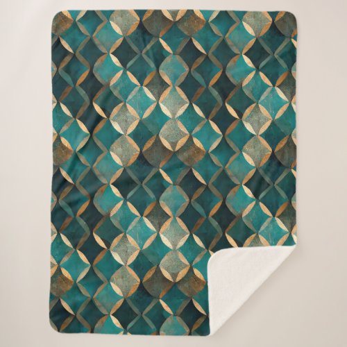 Super Luxe Teal  Gold  Sherpa Blanket
