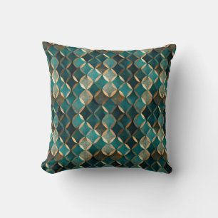 Super Luxe Teal & Gold  Throw Pillow