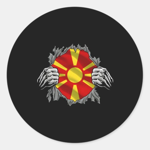 Super Macedonian Macedonia Flag Country Roots Dna  Classic Round Sticker