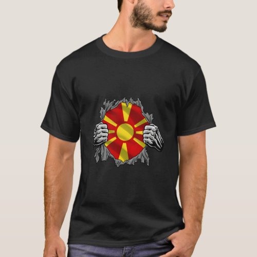 Super Macedonian Macedonia Flag Country Roots Dna  T_Shirt