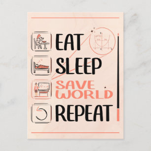 Super Math Teacher Saves the World. Thank You Gift Postcard