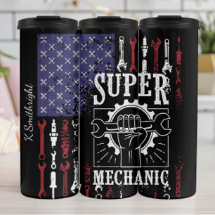 Super Mechanic American Flag Patriotic Thermal Tumbler