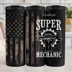 Super Mechanic Camouflage American Flag Thermal Tumbler