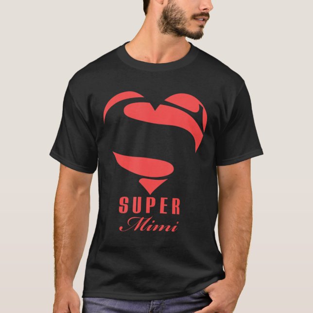 Super Mimi Superhero Mimi T Shirt Gift Mother Fath (Front)