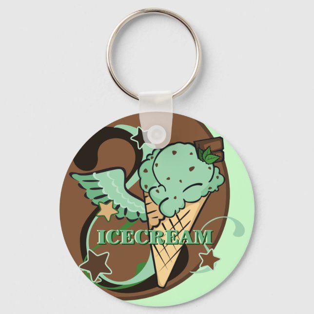 Super Mint Choco-Chip Ice Cream Keychain (Front)