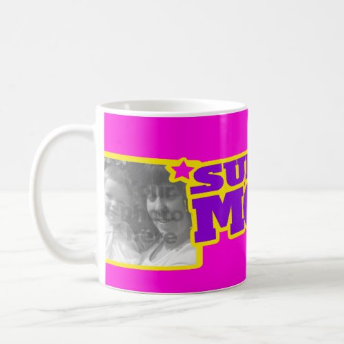 Super Mom 2 photos Pink purple yellow mug