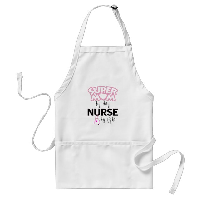 Super Mom by Day Nurse by Night Adult Apron (Front)