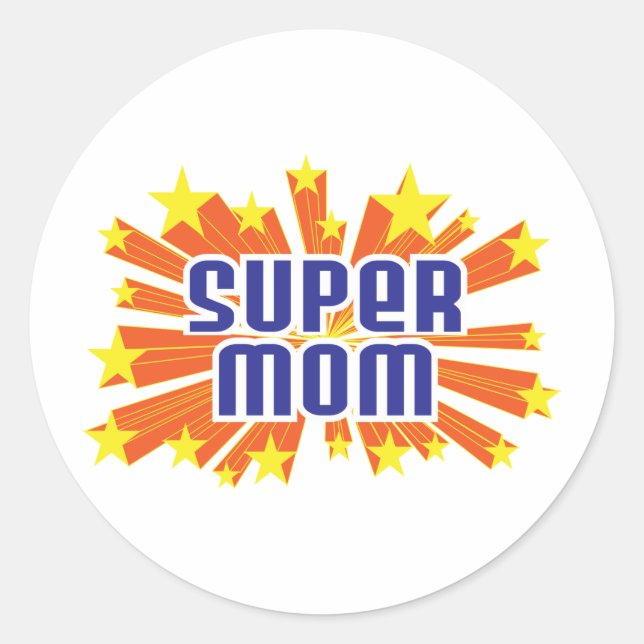 Super Mom Classic Round Sticker (Front)