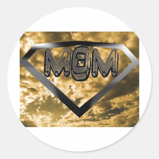 Super mom classic round sticker