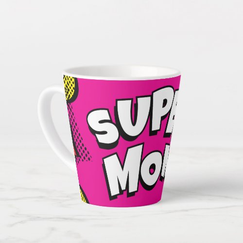 Super Mom Colorful Comic Book Pop Art Latte Mug