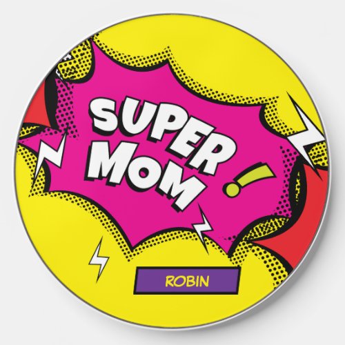 Super Mom Comic Book Pop Art Personalized  Wireless Charger