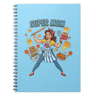 Super Mom Cooking Vintage Cartoon Apparel Notebook
