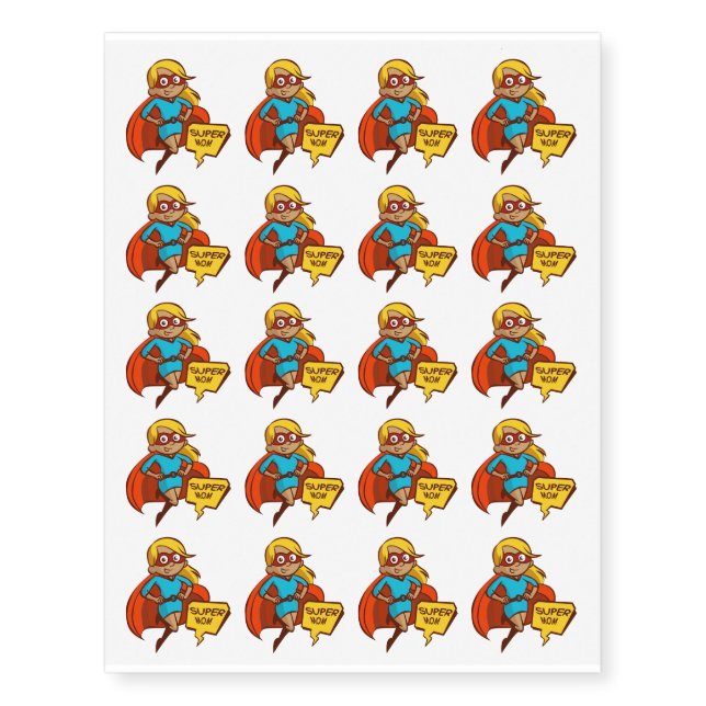 Super Mom Design Temporary Tattoos (Front)