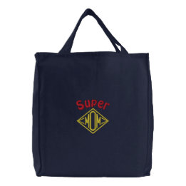 Super Mom Embroidered Tote Bag