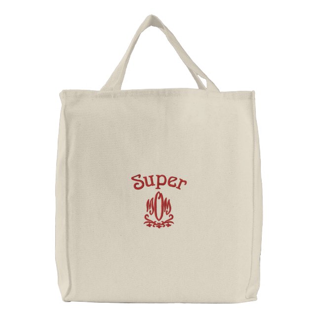 Super Mom Embroidered Tote Bag (Front)