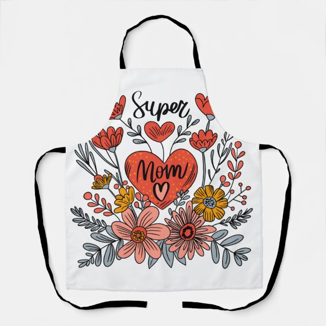 Super Mom Floral Apron (Front)