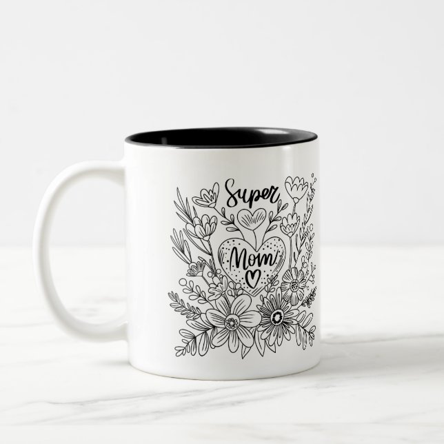 Super Mom Floral Mug (Left)