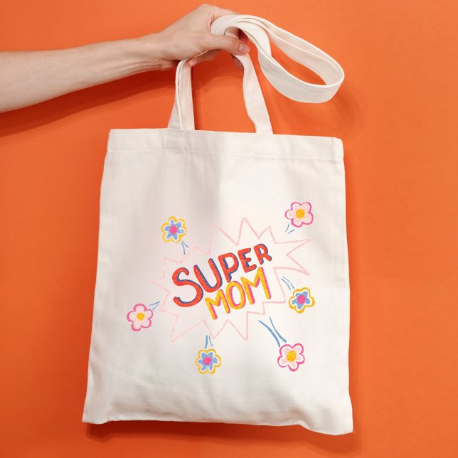 Super Mom Flower Comic Bubble Mother`s Day Tote Bag (Creator Uploaded)