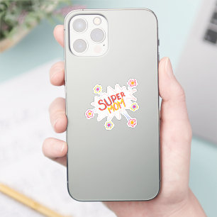 Super Mom Flower Hand Lettering Action Bubble Sticker