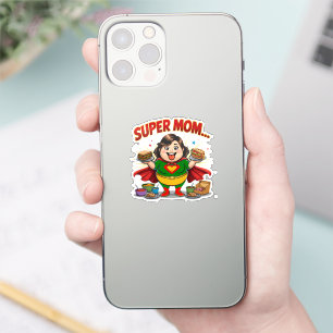 Super Mom Foodie Funny Cartoon Sticker