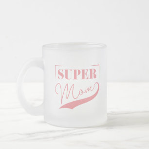Super Mom Frosted Glass Coffee Mug