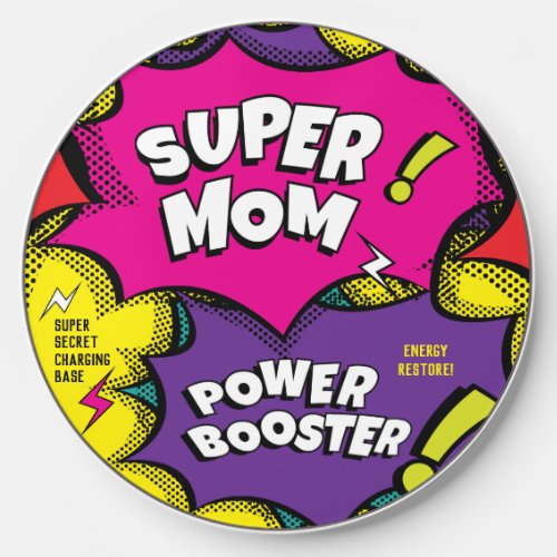 Super Mom Funny Pop Art Power Booster Wireless Charger