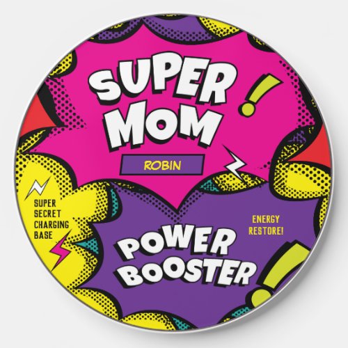 Super Mom Funny POP ART Power Booster  Wireless Charger