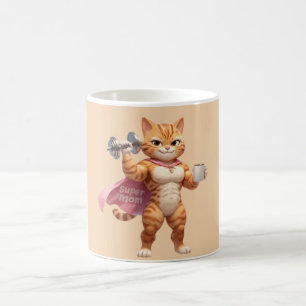 Super Mom Gym Cat Mug – Funny Fitness Coffee Gift