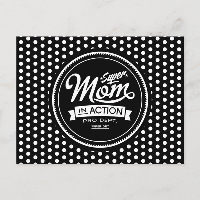 Super Mom In Action Dark Postcard (Front)