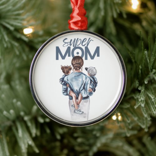 super mom metal ornament
