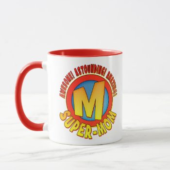 Super Mom Mother's Day Red Ringer Mug by koncepts at Zazzle