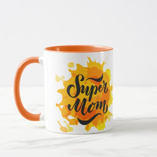 Super Mom Orange and Yellow Mug