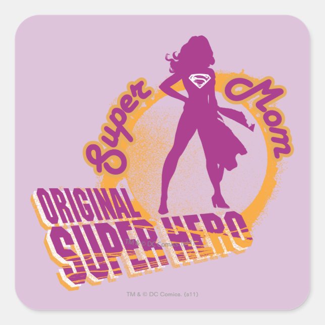 Super Mom Original Super Hero Square Sticker (Front)
