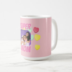 Super Mom Pink and Colorful Hearts Mother's Day Coffee Mug
