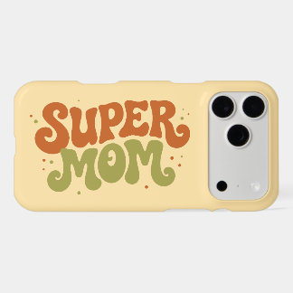 SUPER MOM Playful Retro Groovy Typography iPhone 17 Pro Max Case