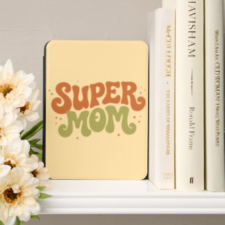 SUPER MOM Playful Retro Groovy Typography Kindle Cover