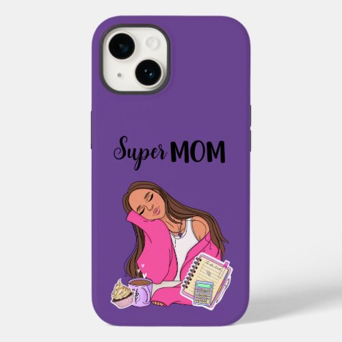 Super Mom Purple Phone Case With Tired Mama