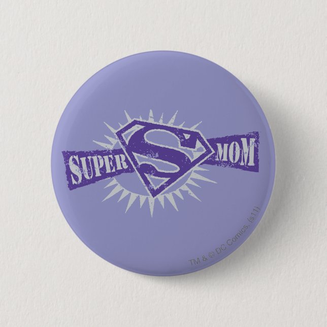 Super Mom Purple Starburst Button (Front)