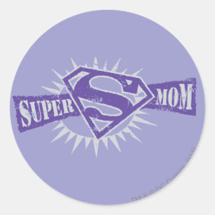 Super Mom Purple Starburst Classic Round Sticker