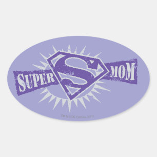 Super Mom Purple Starburst Oval Sticker