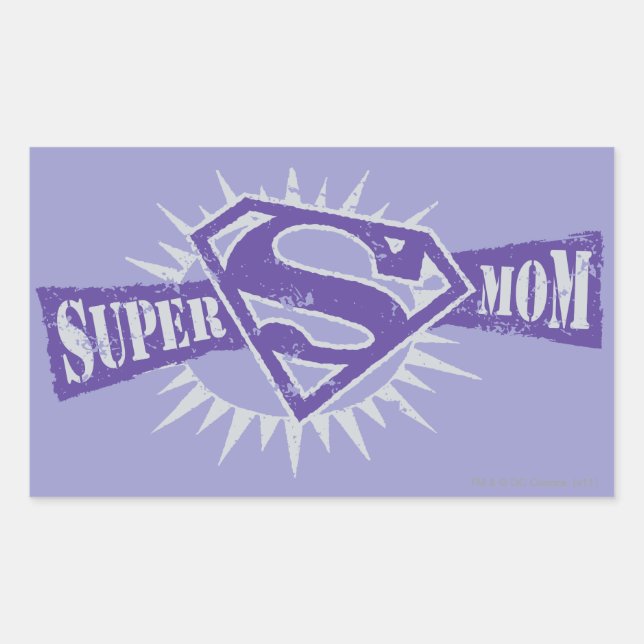 Super Mom Purple Starburst Rectangular Sticker (Front)