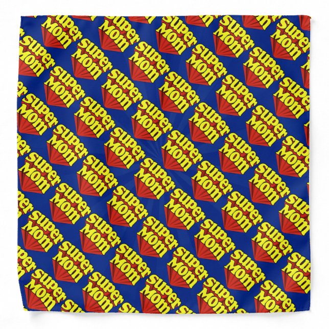 Super Mom Red/Yellow/Blue Superhero Mother's Day Bandana (Front)