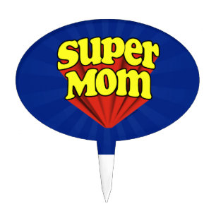 Super Mom Red/Yellow/Blue Superhero Mother's Day Cake Topper