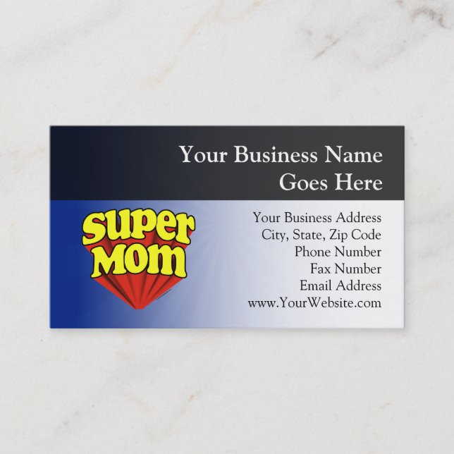 Super Mom Red/Yellow/Blue Superhero Mother's Day Calling Card (Front)